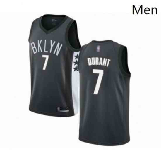 Mens Brooklyn Nets 7 Kevin Durant Authentic Gray Basketball Jersey Statement Edition